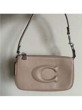 Coach Leather Mini Shoulder Bag in Taupe Beige